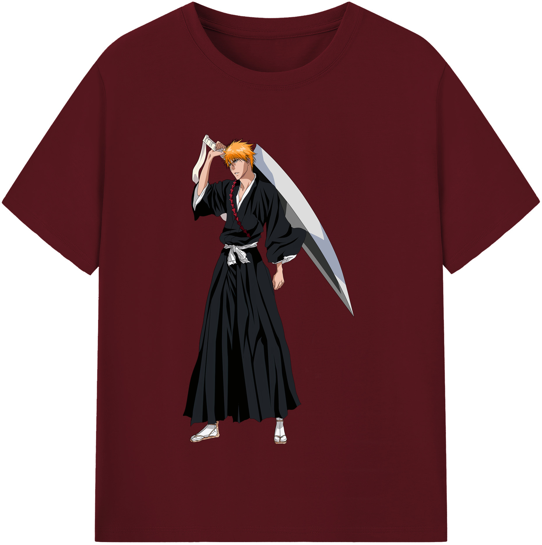 （画像用） ブリーチ 黒崎一護（くろさき いちご）BLEACH Kurosaki Ichigo 綿100％半袖Tシャツ（フロントプリント）